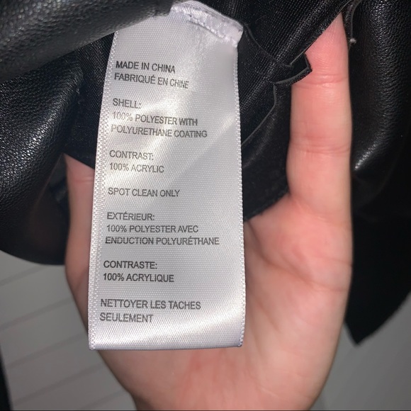 Kimchi Blue Faux Leather Black Jacket with Faux Fur Neck - Picture 10 of 12